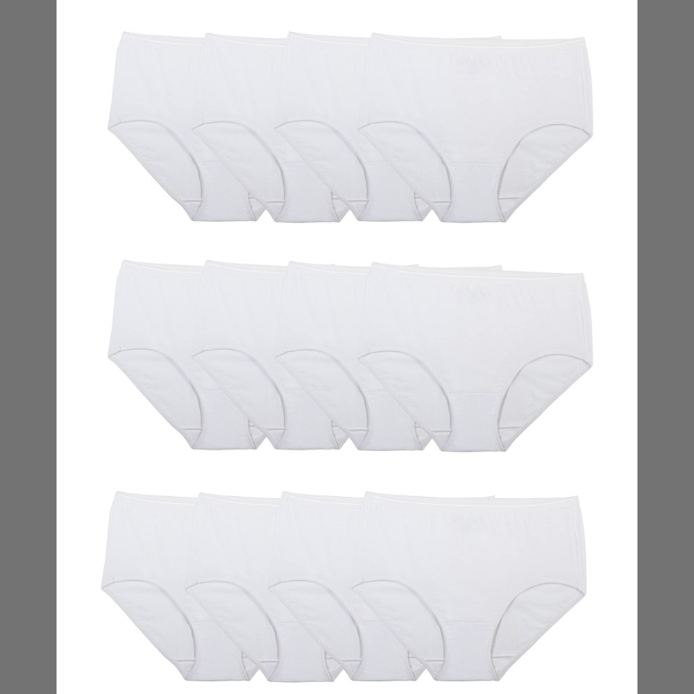 12 Fruit of the Loom Womens White Underwear Panties Size 7 Briefs